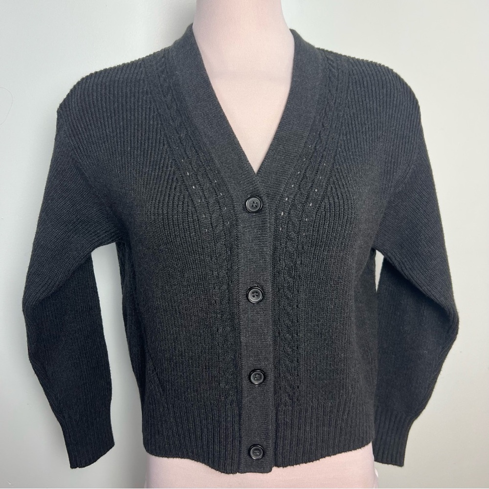 Marine Layer Cable Knit Button-Up Cardigan Dark Gray Women’s Size XS